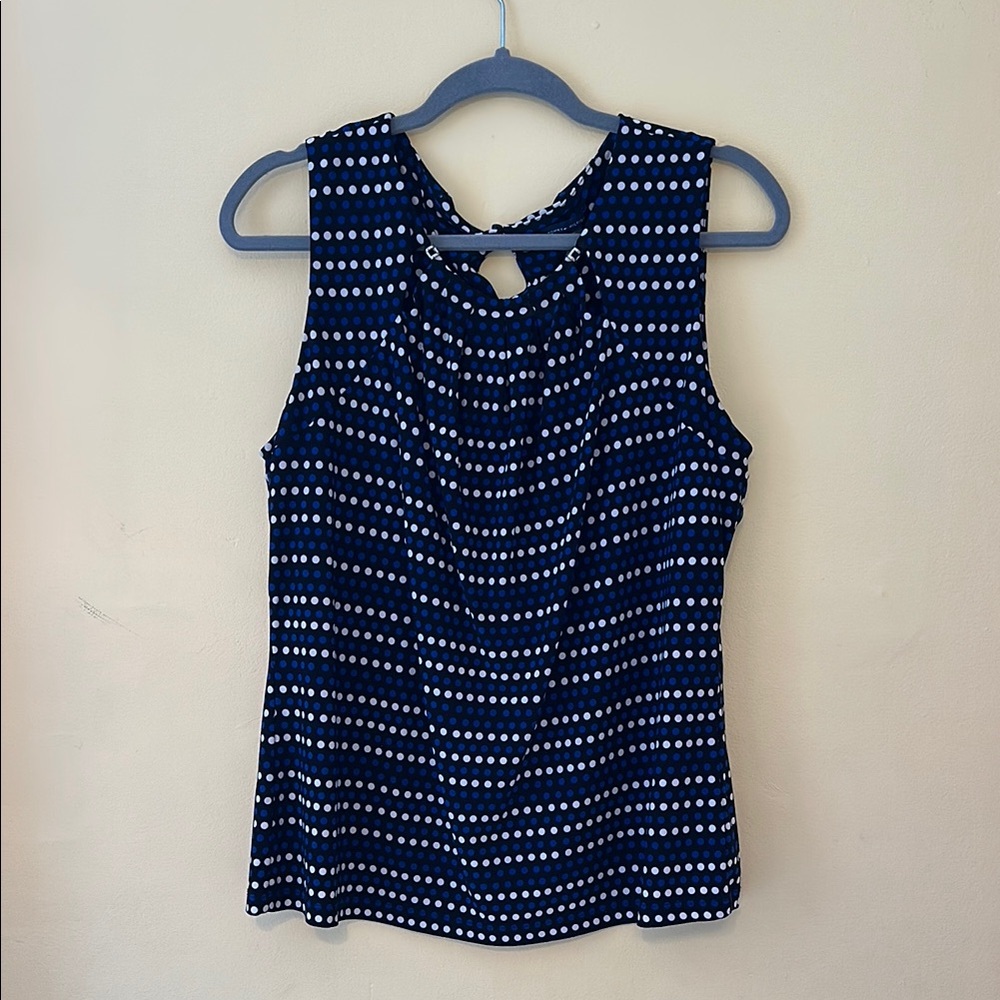 Navy Polka Dot Sleeveless Top